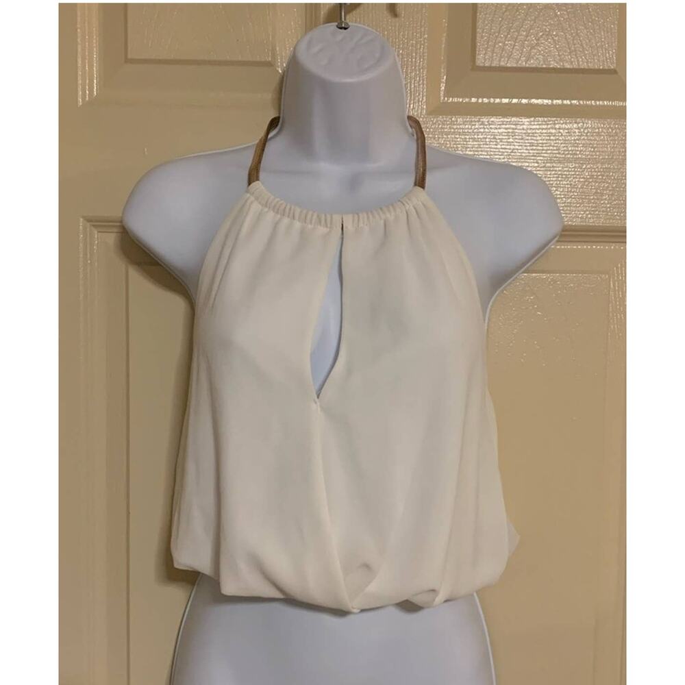 Vivace White Halter Top With Gold Chain